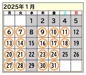 2025年1月日程